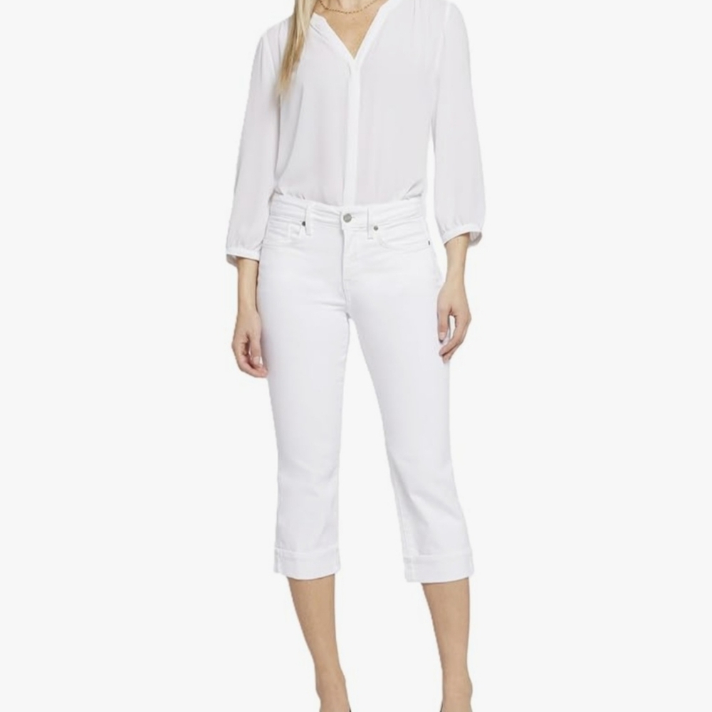 NWT NYDJ Marilyn Straight Cuff Cropped Slimming Jeans Size 4 Capri Denim White